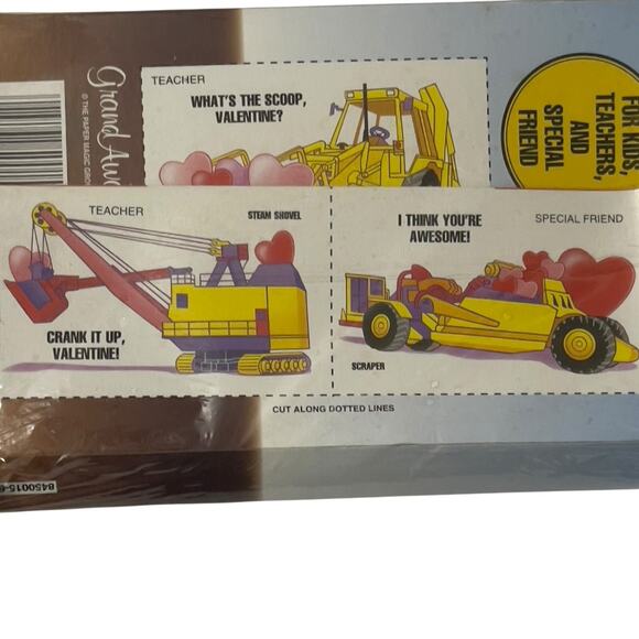 Vintage 1990s Valentine Cards 48 Heavy Duty Machinery Bulldozer New Old Stock - Picture 4 of 4